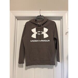 Under Armour Gray Fleece Big White Logo Hoodie Sweatshirt Men’s Size Large